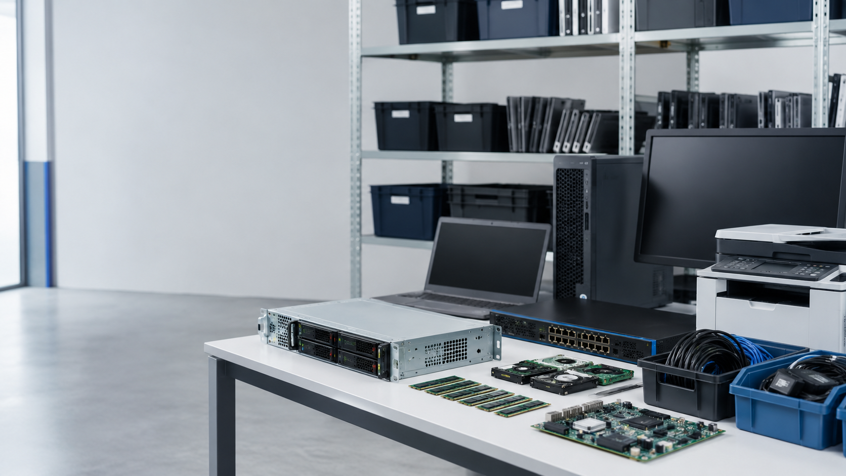 Organized business electronics recycling for computers, servers, printers and networking equipment